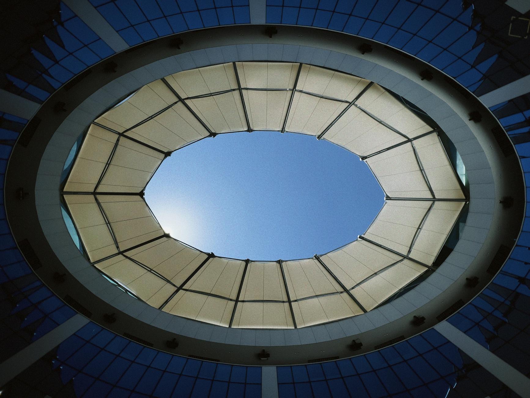 modern architectural ceiling with open skylight